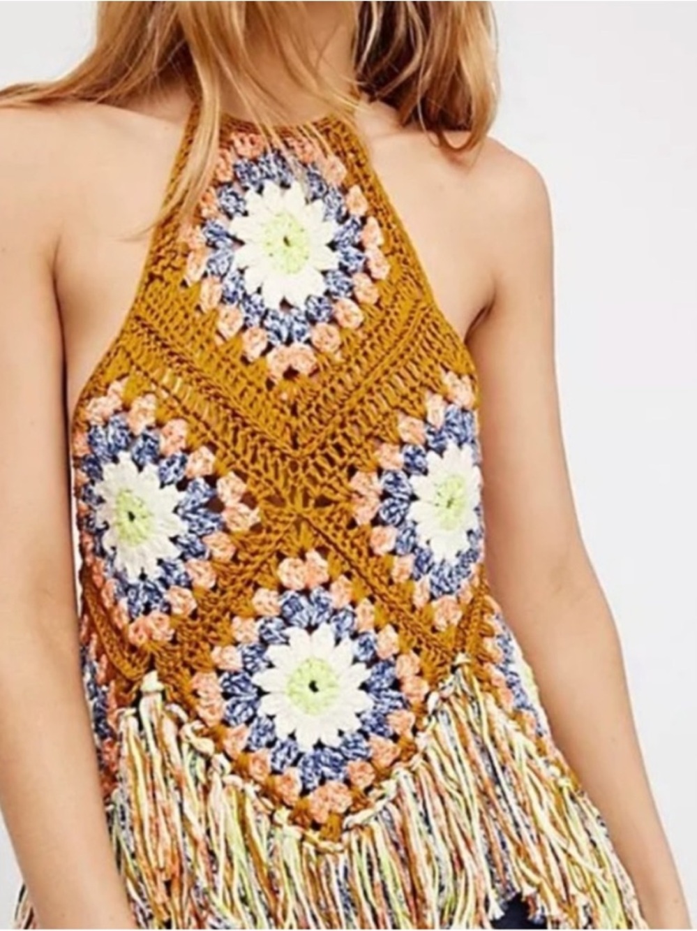 Free People Summer Of Love Croquet Halter Top Sz M/L NWOT - Picture 2 of 10